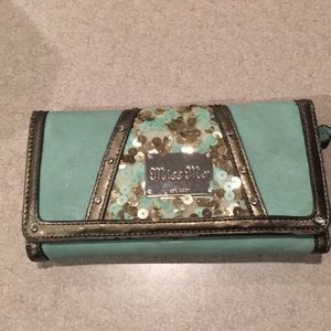 Mint color Miss Me sequin wallet